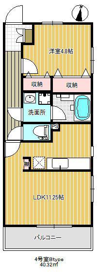 サフィール(1LDK/4階)の間取り写真