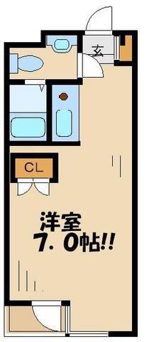 グレース成城I(1K/2階)の間取り写真