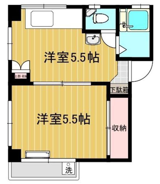 大滝ビル(1DK/2階)の間取り写真