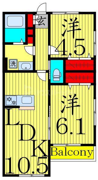 足立区中央本町3丁目(2LDK/1階)の間取り写真