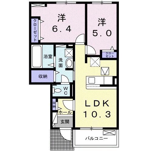 ラフレーゼ(2LDK/1階)の間取り写真