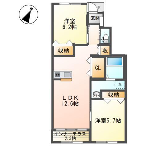 AQUA(2LDK/1階)の間取り写真