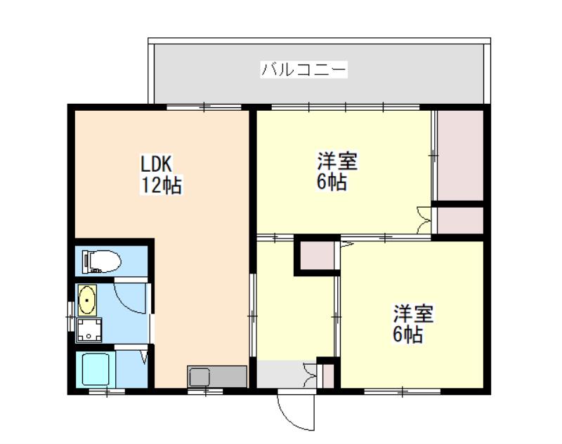 サンパティーク東谷山(2LDK/5階)の間取り写真