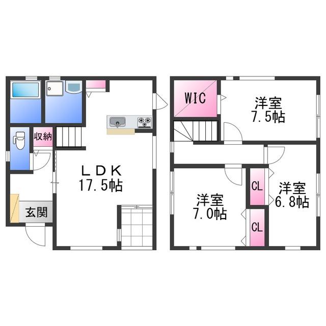 ヴィラージュ小雑賀(3LDK/2階)の間取り写真