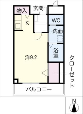 ハイムK・C(ワンルーム/1階)の間取り写真