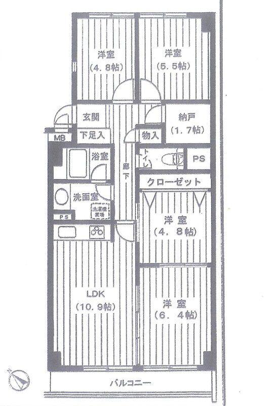 ファミール浜園(4LDK/14階)の間取り写真