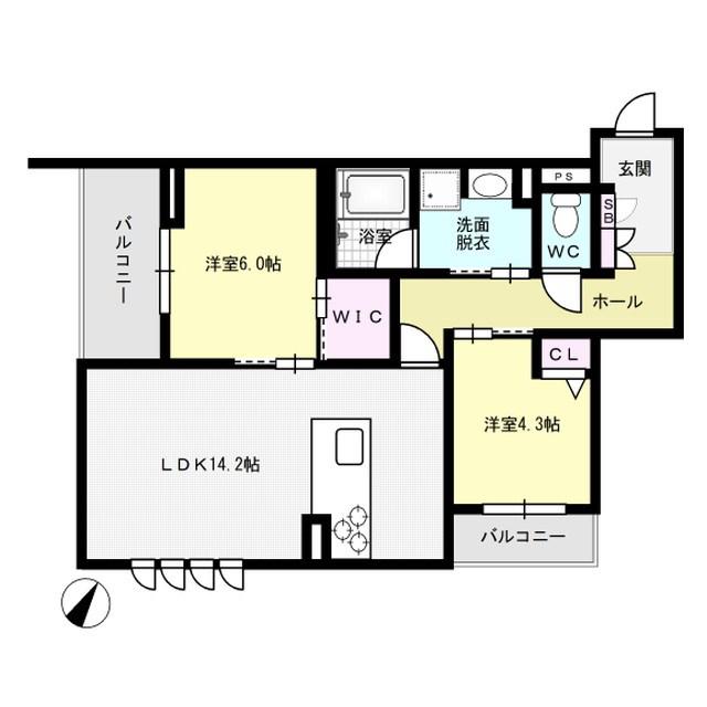 ル・シャノワールII(2LDK/2階)の間取り写真