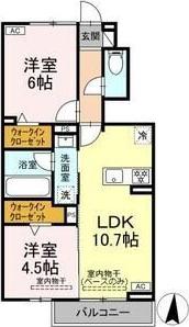 ルナメゾン(2LDK/1階)の間取り写真