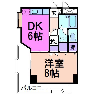 タワーレジデンシア鹿沼(1DK/6階)の間取り写真