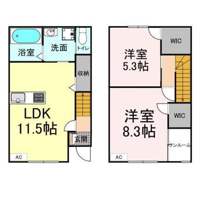 マートル B(2LDK/1階)の間取り写真
