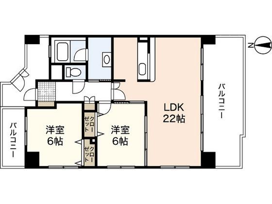 サウスヒルズACITYII(2LDK/5階)の間取り写真