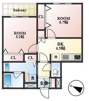 THE SHINAGAWA イースト RESIDENCEザ・シナガワ(2DK/3階)の間取り写真