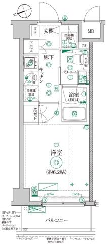レアライズ立川エーゼット(1K/1階)の間取り写真