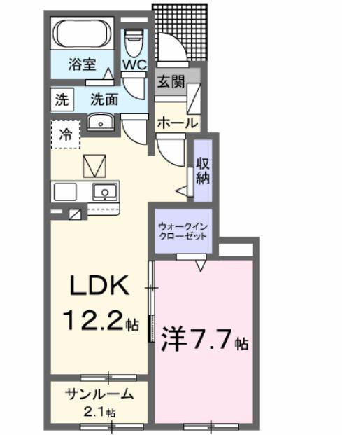 レジデンス界(1LDK/1階)の間取り写真