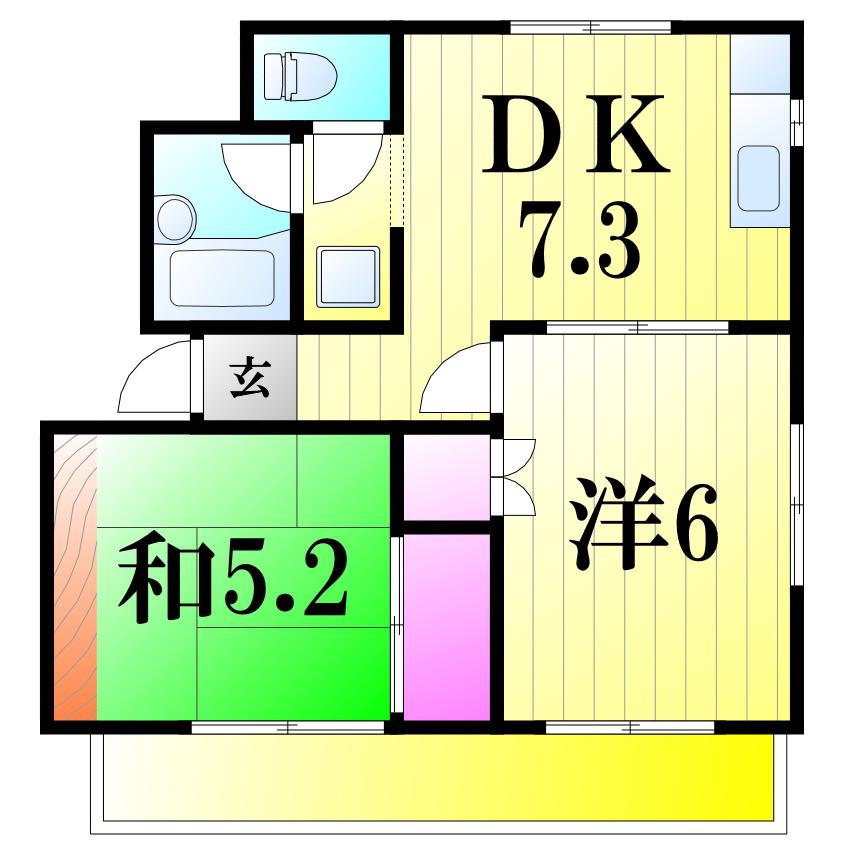 ハイツヤナギ(2DK/2階)の間取り写真
