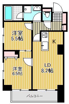 ダイアパレス代官山(2LDK/8階)の間取り写真