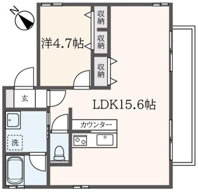 ミル・フルール(1LDK/2階)の間取り写真