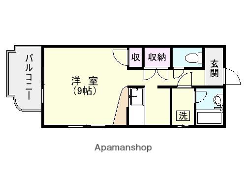 鹿児島市電谷山線 武之橋駅 徒歩7分 6階建 築38年(ワンルーム/1階)の間取り写真