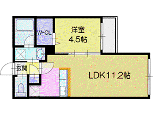 BALBONI新札幌(1LDK/5階)の間取り写真