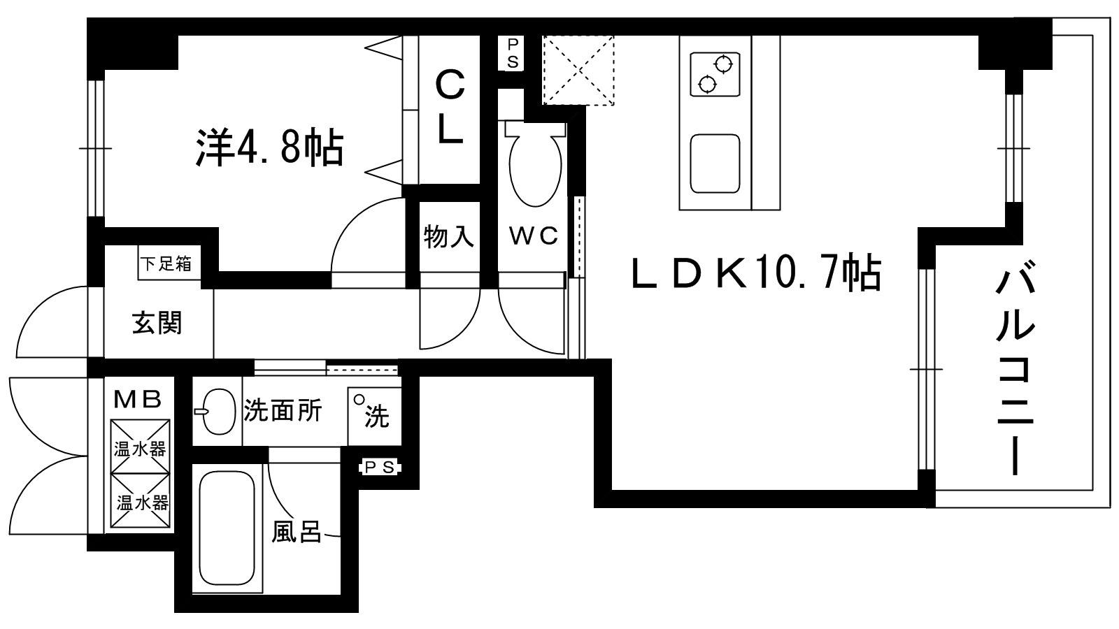 クオーレ西宮北口II(1LDK/4階)の間取り写真