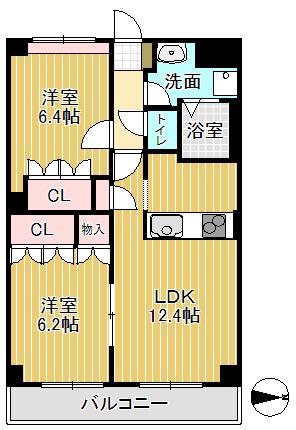 74BLD(2LDK/3階)の間取り写真