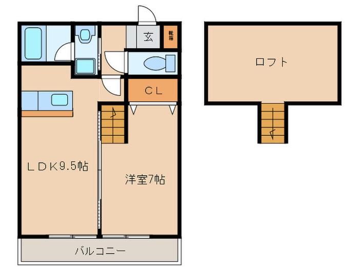 ウィンザー荒江I(1LDK/1階)の間取り写真