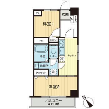 越前堀永谷マンション(2K/2階)の間取り写真