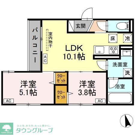 セレスティア高島平II(2LDK/1階)の間取り写真