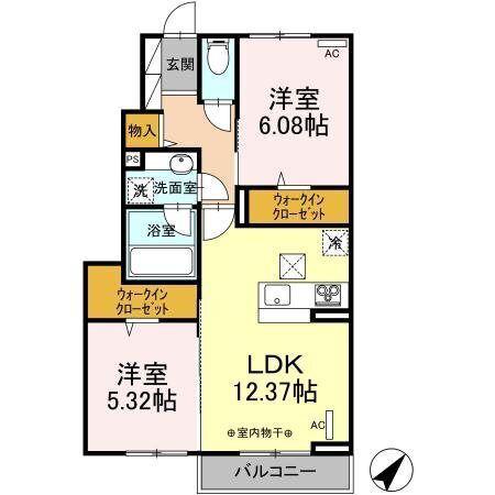 ハーモニー(2LDK/1階)の間取り写真