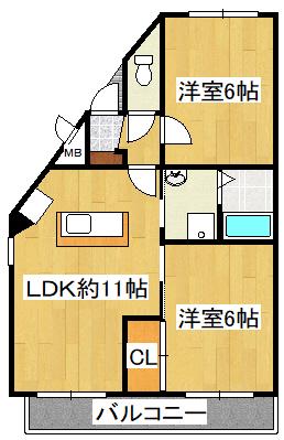 レジデンスM(2LDK/2階)の間取り写真