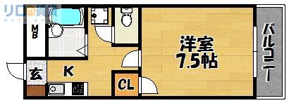 アムール上新庄(1K/1階)の間取り写真