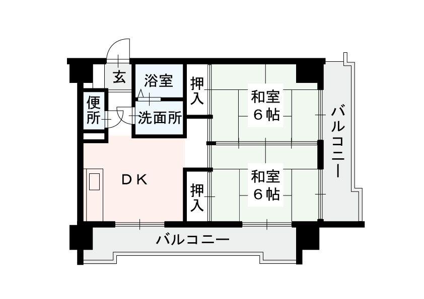 筑紫センタービル(2DK/6階)の間取り写真