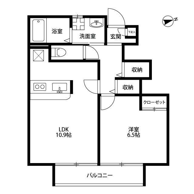 アムール MARIAGE(1LDK/1階)の間取り写真