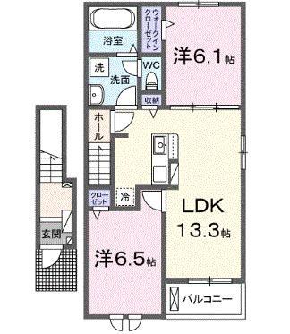 ディオピーノIII(2LDK/2階)の間取り写真