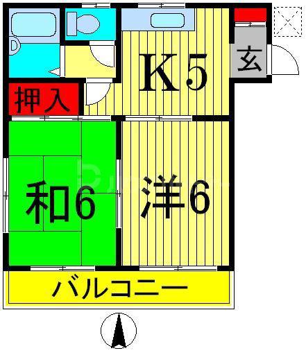 コトブキハイツ(2K/2階)の間取り写真