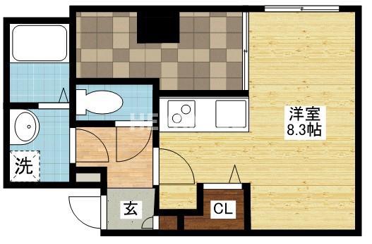 APARTMENT GRUS OKAMACHI(ワンルーム/7階)の間取り写真