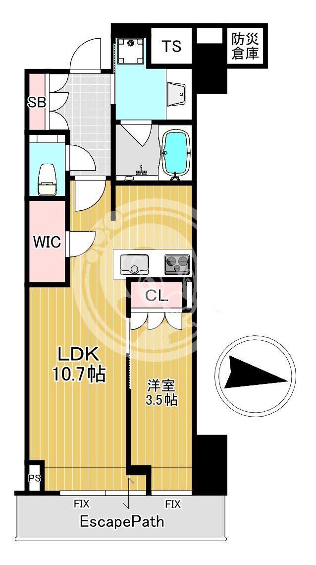 BRILLIA TOWER堂島(1LDK/12階)の間取り写真