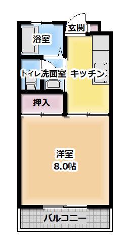グローリア(1K/2階)の間取り写真
