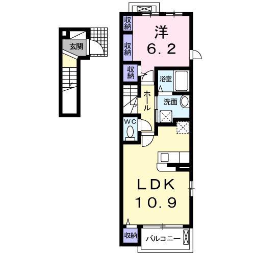 ヴィラ・ルミエール(1LDK/2階)の間取り写真