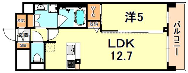 パスレージュ(1LDK/6階)の間取り写真