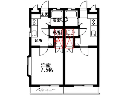マシャンブルA(1K/2階)の間取り写真