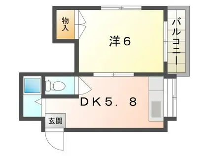 ハピネスプラザ藤田(1DK/3階)の間取り写真