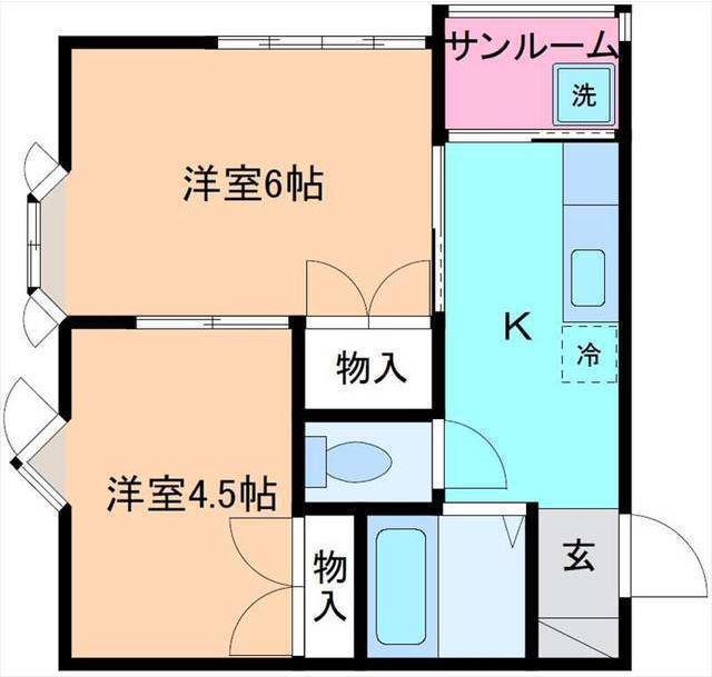 ほうれん荘7(2K/1階)の間取り写真