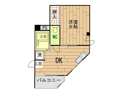 シャルム西九条(1DK/2階)の間取り写真