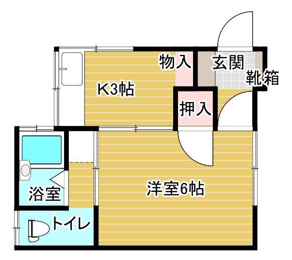 白百合荘(1K/2階)の間取り写真