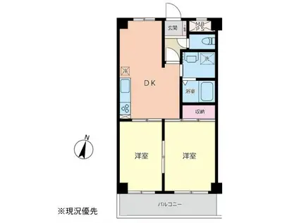 豊岡東フーガ(2DK/5階)の間取り写真