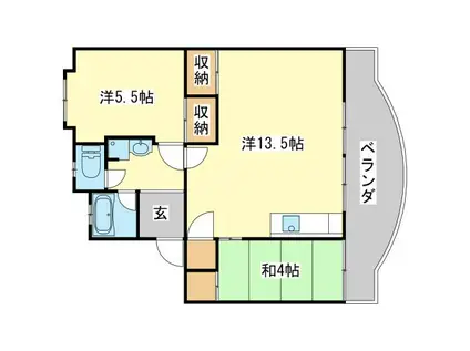 岡崎コーポ(2LDK/2階)の間取り写真