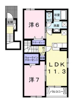 ジラソーレ御幸B(1LDK/1階)の間取り写真