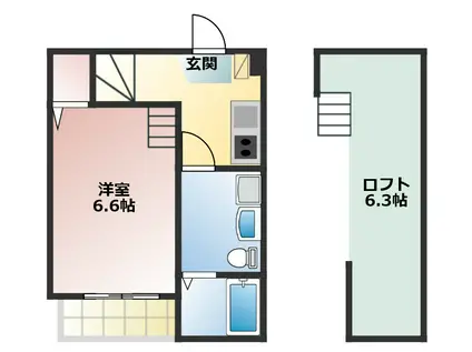 地下鉄名城線 志賀本通駅 徒歩10分 2階建 築13年(1SK/1階)の間取り写真