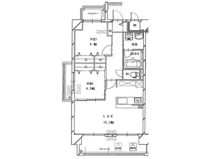 サンクレスト大安寺(2LDK/7階)の間取り写真